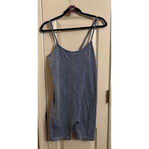 Indero Womens Mineral Wash Seamless Romper Blue Strap Size L